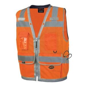 Pioneer High Visibility Safety Vest Orange Mesh XL ANSI Class 2 Workwear